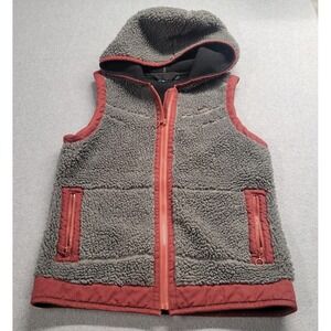 KAVU Men's Red Gray Sherpa Fleece Zip Vest with Pockets Size Medium Outdoor